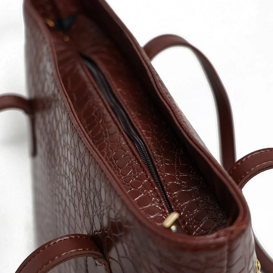 Croco Leather Shoulder Bag