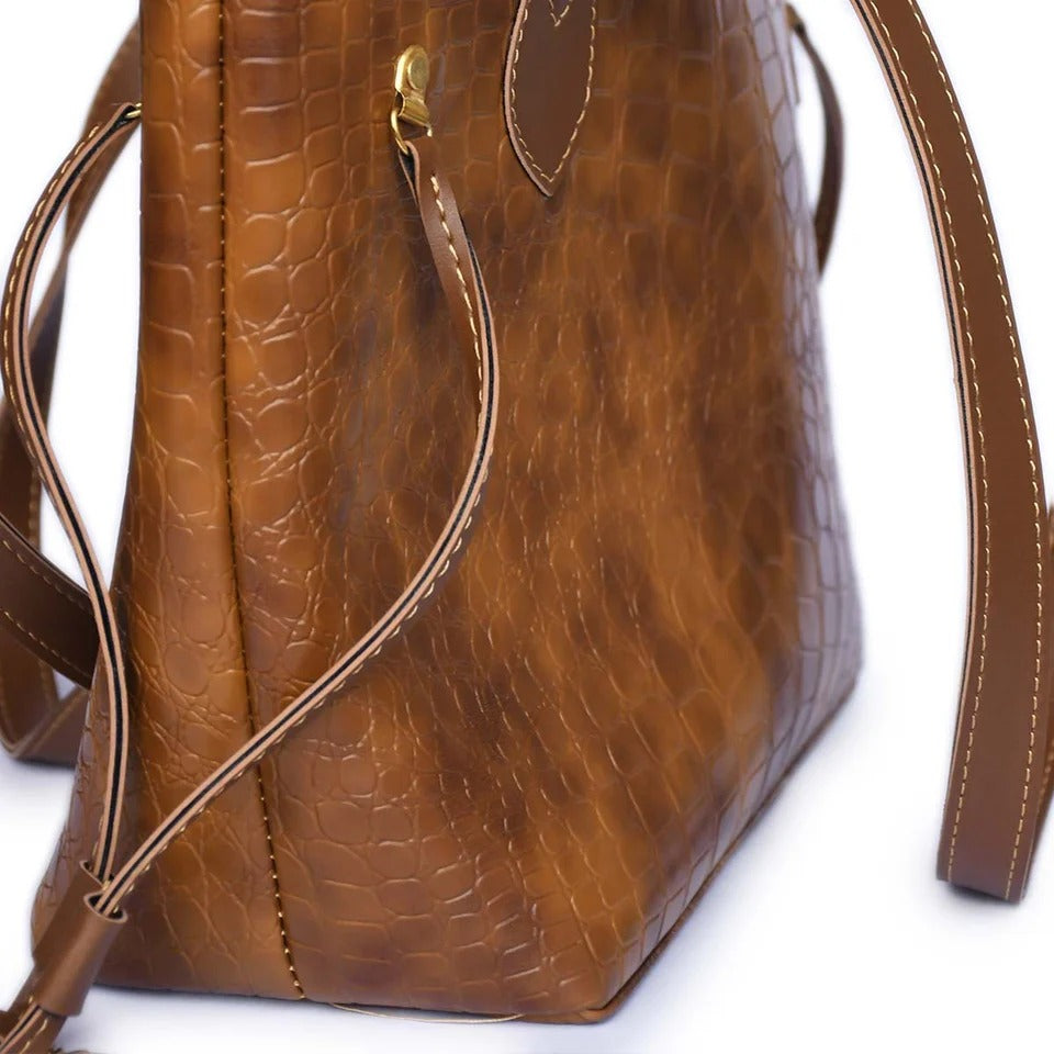 Croco Leather Shoulder Bag