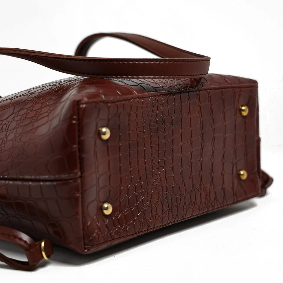Croco Leather Shoulder Bag